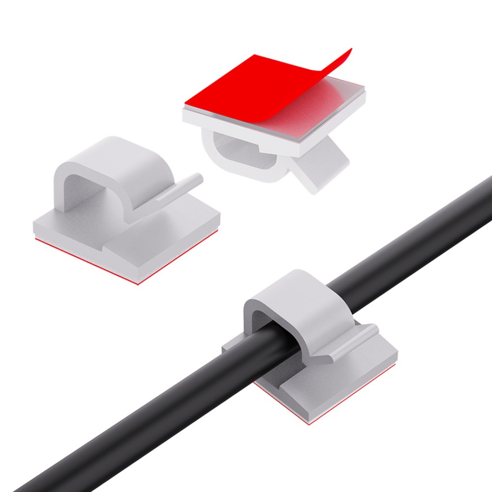 Cable Management Sleeve - R-vormige transparante plastic kabelklem, draadhouder, snoerorganizer,