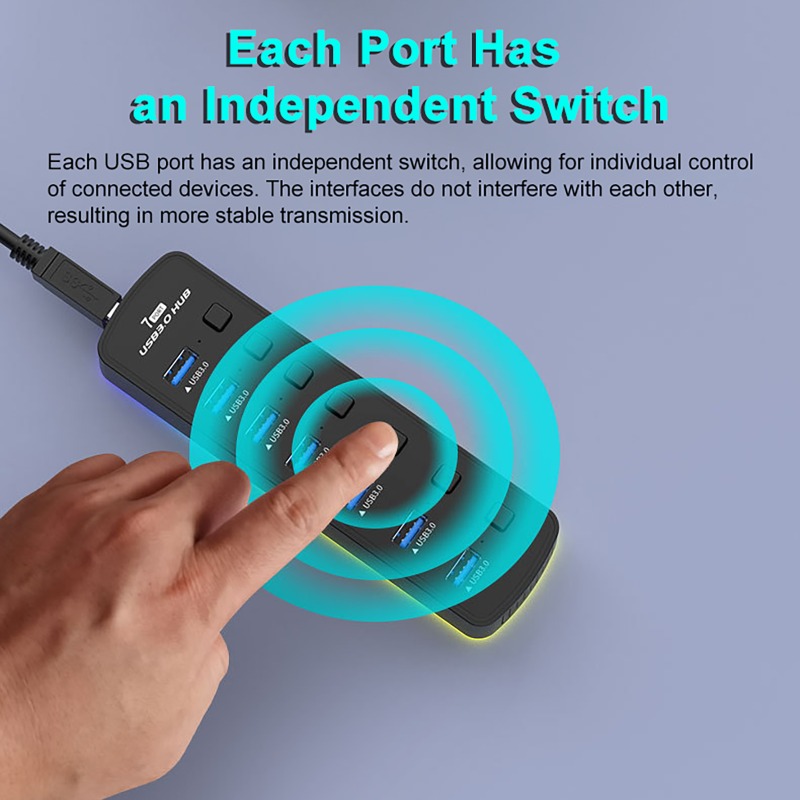 Usb Hub Gaming - 7 Poorten USB 3.0 Hub 5Gbps