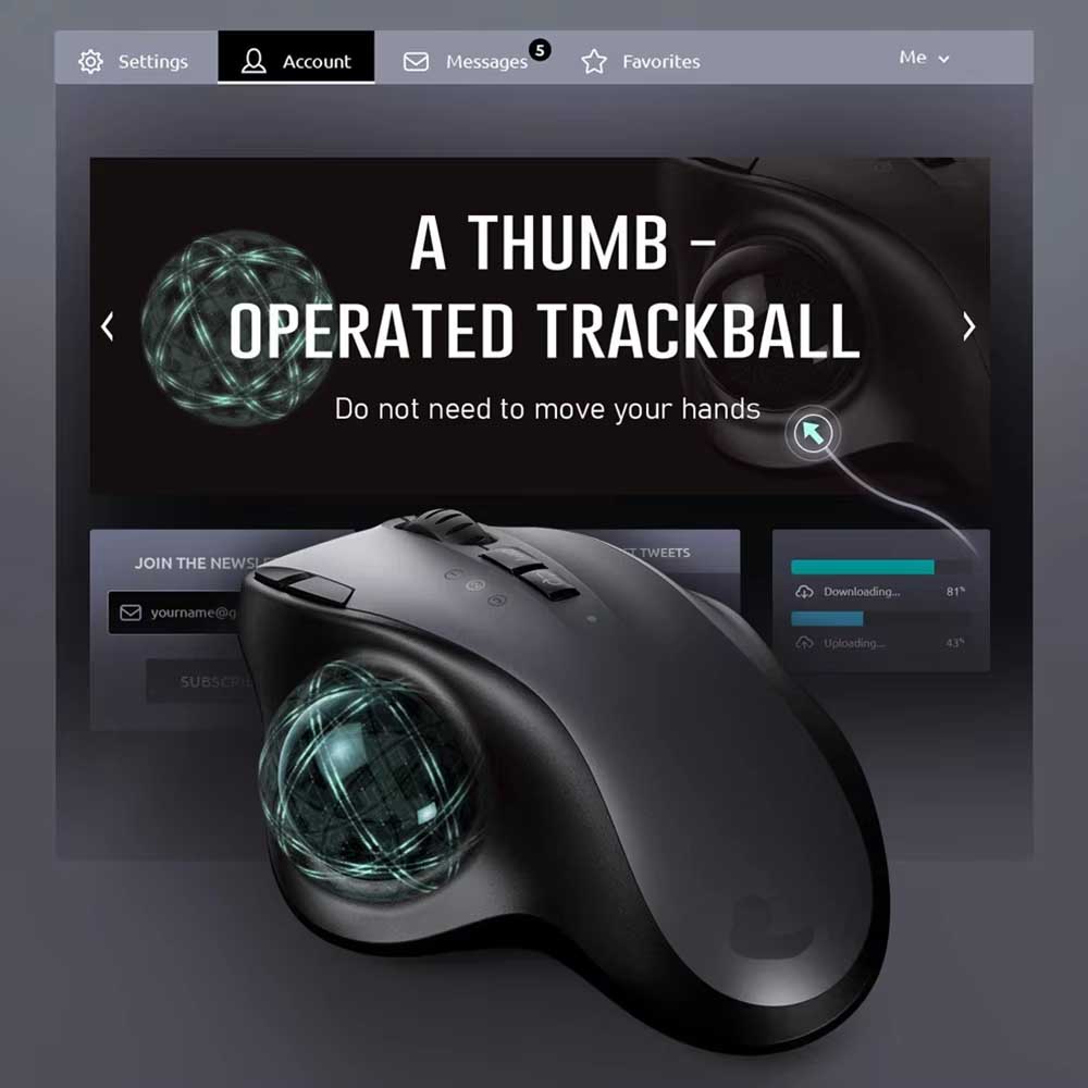 Pc Gaming X3D - Jomaa Trackball Muis Bluetooth + 2.4G