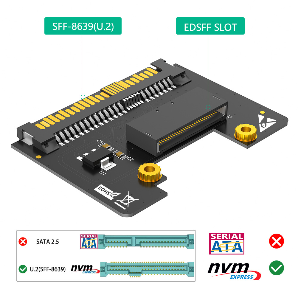 EDSFF E1.S SSD naar U.2 SFF-86 - Pcie Riser Cable recensie en prijs