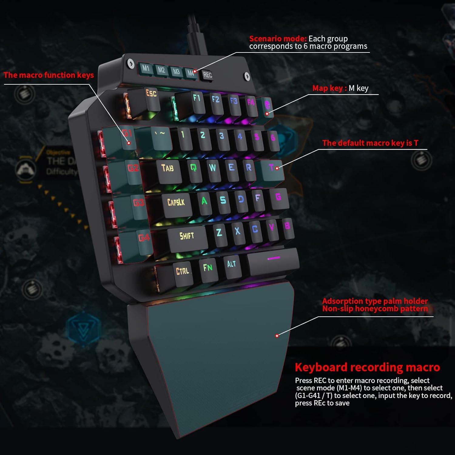 HUO JI Mechanisch gamingtoetse - Rgb Keyboard Wrist Rest recensie en prijs
