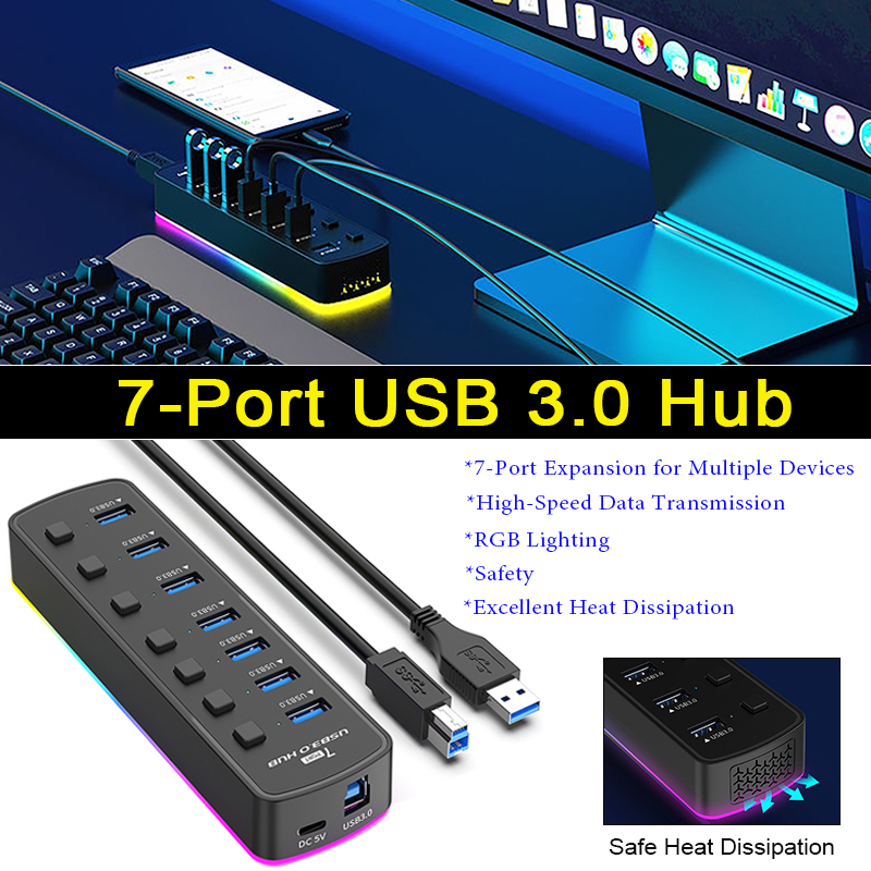 7 Poorten USB 3.0 Hub 5Gbps Sp - Usb Hub Gaming recensie en prijs