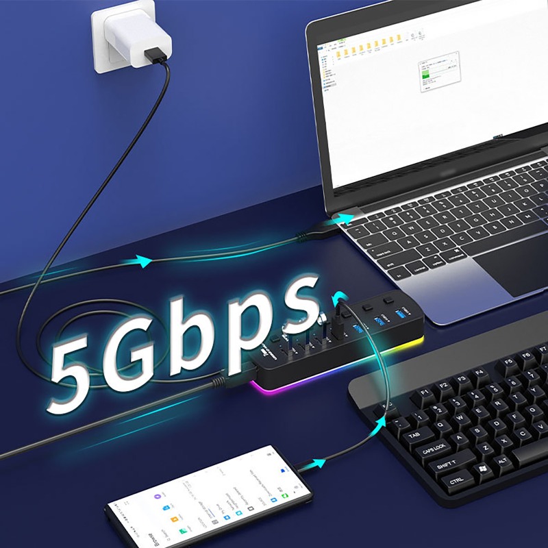 7 Poorten USB 3.0 Hub 5Gbps Sp - Usb Hub Gaming recensie en prijs
