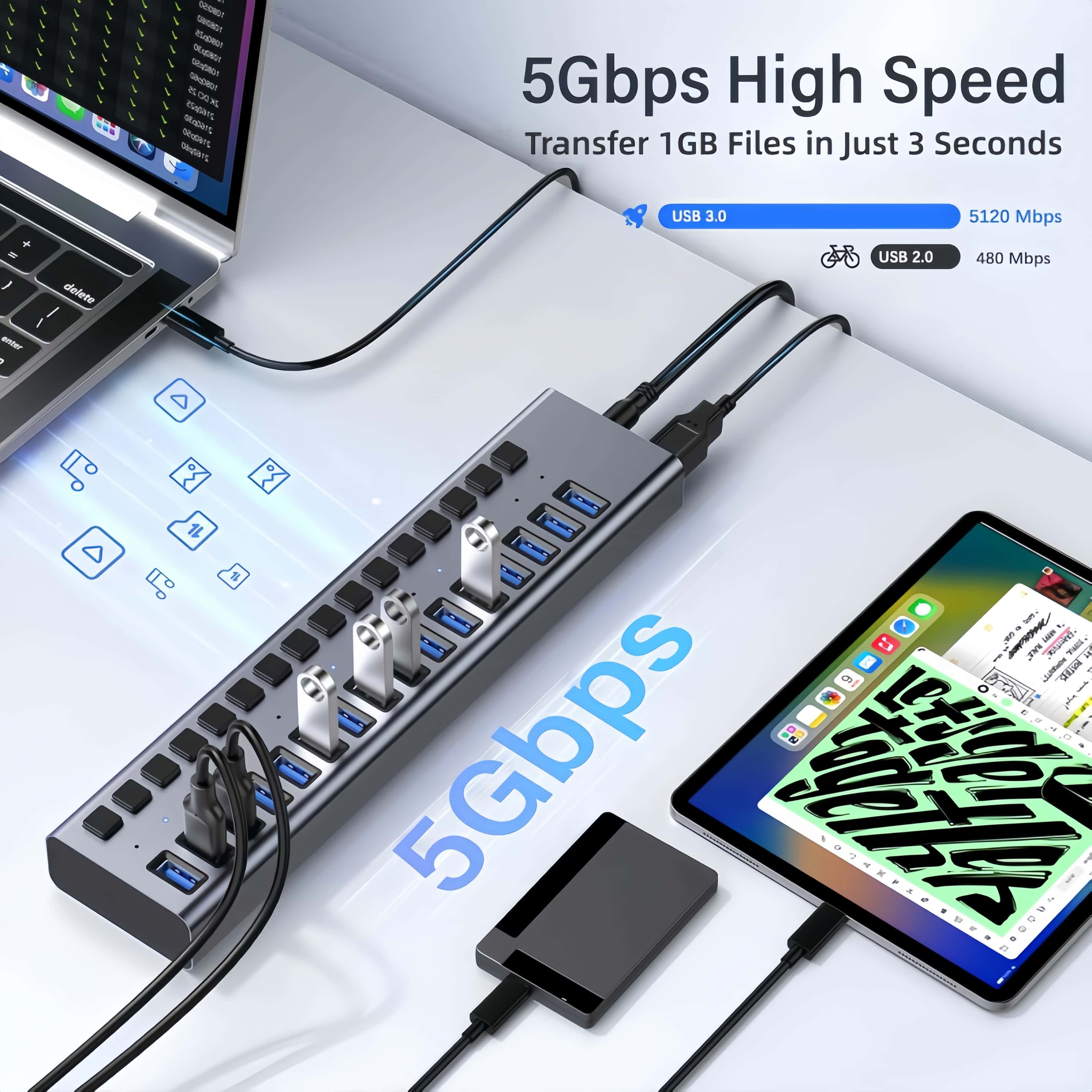 USB Hub 3.0 Hoge snelheid Mult - Usb Hub Gaming recensie en prijs