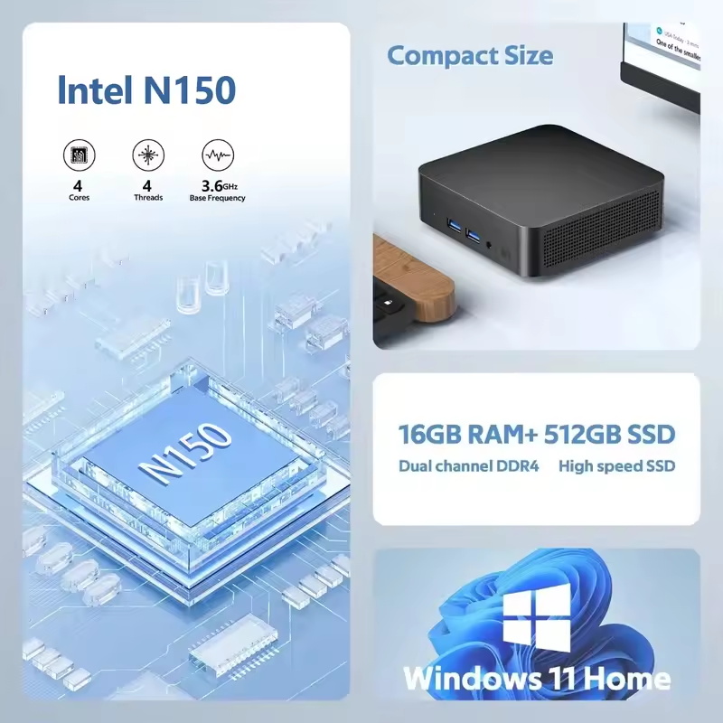 2026 Intel N150 Mini PC Draagb - Pc Gaming Aesthetic recensie en prijs